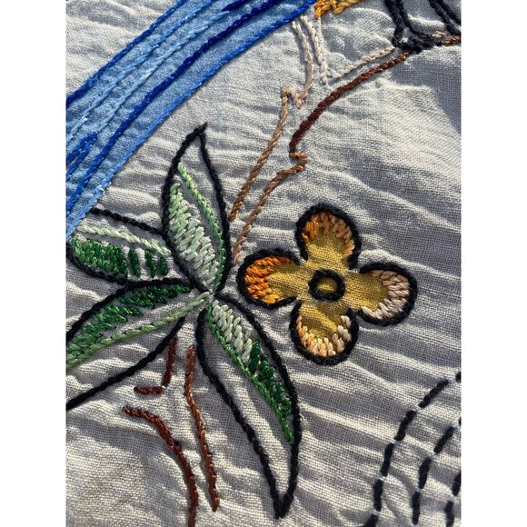 Arts & Crafts Linen Embroidery Table Runner Dresser Scarf Set Bird Of Paradise - Picture 9 of 16